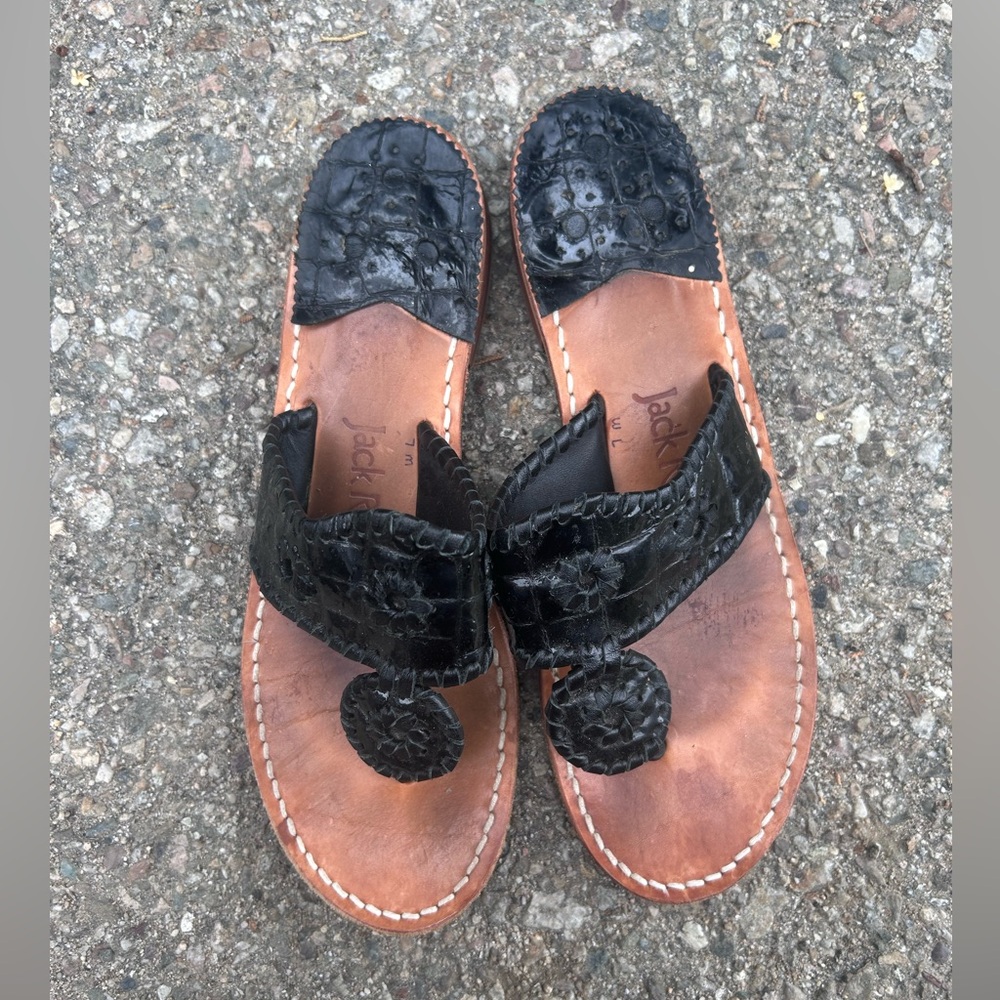 Jack Rogers Patent Leather Black Sandals